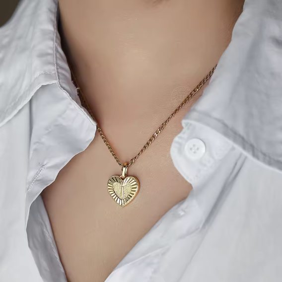 Heart Initial Necklace Gold – Solid Stainless Steel (Letters A–Z, 18 Inch)