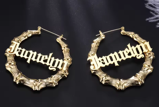 Custom Name Hoop Earrings – Stainless Steel