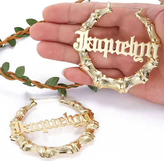 Custom Name Hoop Earrings – Stainless Steel