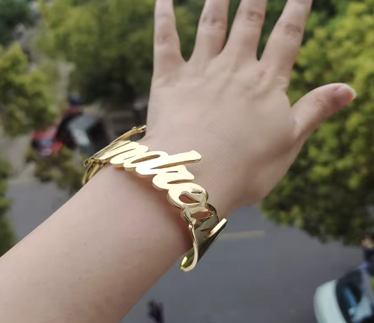 Custom Name Cuff Bracelet Wrap-Around