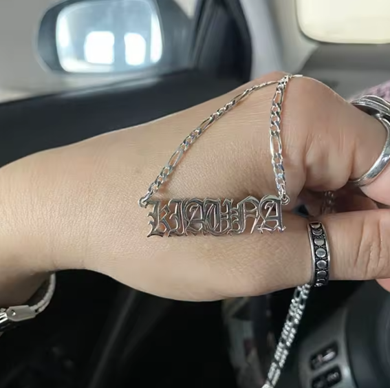 Custom Name Necklace Figaro Chain – Stainless Steel
