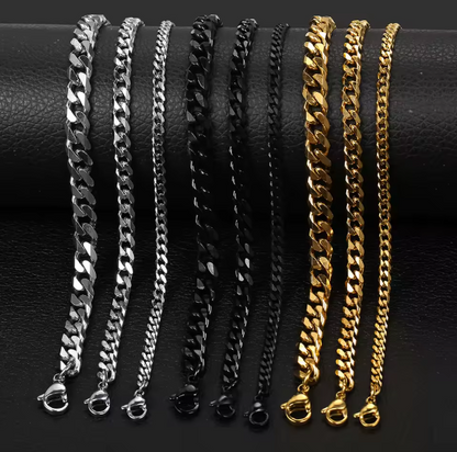 Men’s Cuban Link Bracelet – Stainless Steel (Gold, Silver, Black)