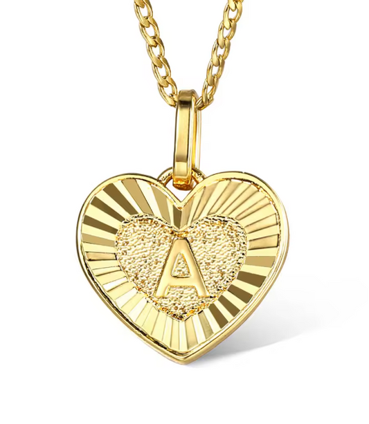 Heart Initial Necklace Gold – Solid Stainless Steel (Letters A–Z, 18 Inch)