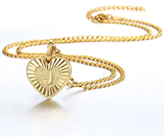 Heart Initial Necklace Gold – Solid Stainless Steel (Letters A–Z, 18 Inch)