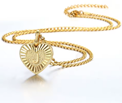 Heart Initial Necklace Gold – Solid Stainless Steel (Letters A–Z, 18 Inch)