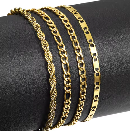 Anklet Set of 4 Beautiful Styles – Gold Stainless Steel