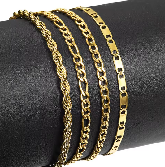 Anklet Set of 4 Beautiful Styles – Gold Stainless Steel