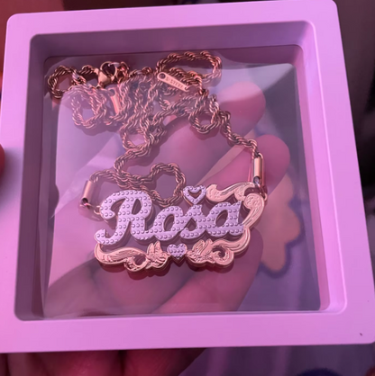 Custom Name Heart Necklace – Stainless Steel (4 Colors, 3 Chain Styles)