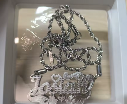 Custom Name Heart Necklace – Stainless Steel (4 Colors, 3 Chain Styles)