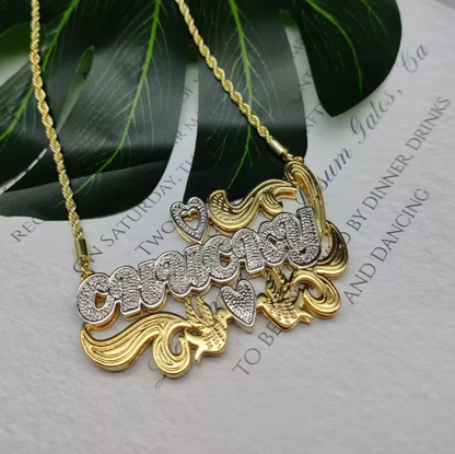 Custom Name Heart Necklace – Stainless Steel (4 Colors, 3 Chain Styles)