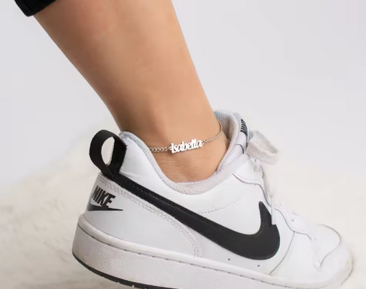 Custom Name Anklet Heart/Crown – Stainless Steel, Waterproof & Tarnish-Free