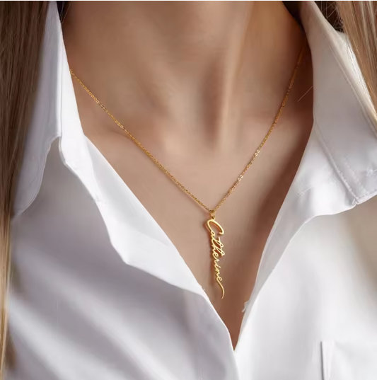 Dainty Custom Name Necklace – Stainless Steel (2 Colors, Multiple Fonts)